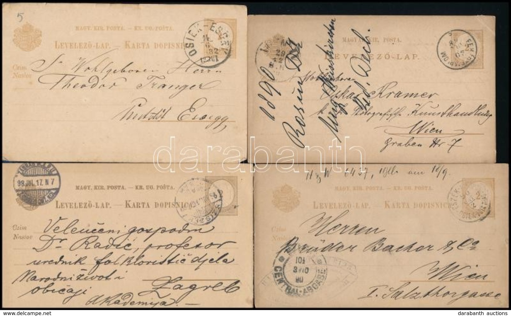 10 Db Díjjegyes Levezőlap Az 1880-1890-es évekből - Gebraucht