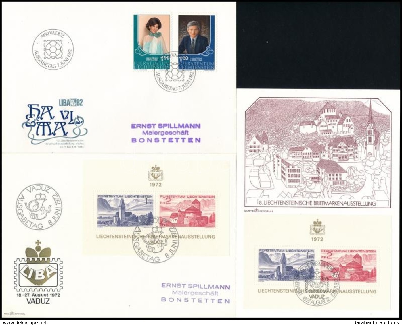 Liechtenstein 1962-1982 6 Klf Bélyegkiállítás FDC Blokkokkal és Kisívekkel - Otros & Sin Clasificación