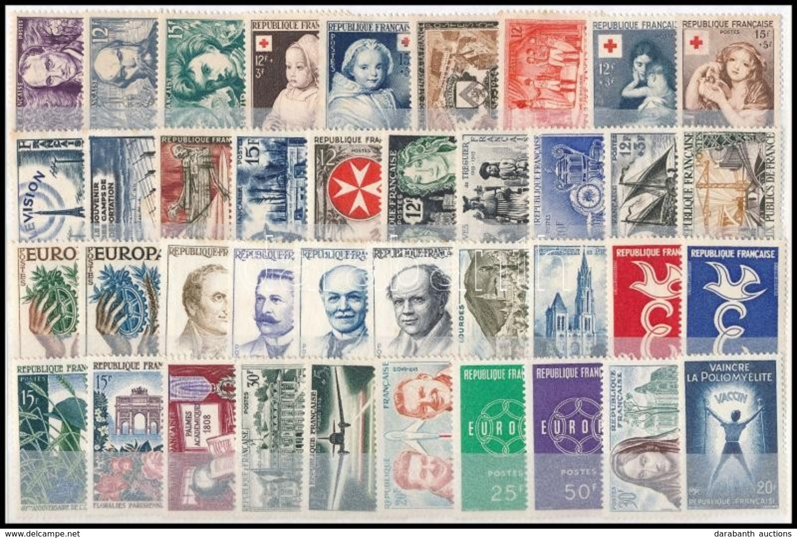 ** 1951-1959 Franciaország 39 Db Bélyeg Jobb értékekkel (benne 7 Db Sor) - Sonstige & Ohne Zuordnung