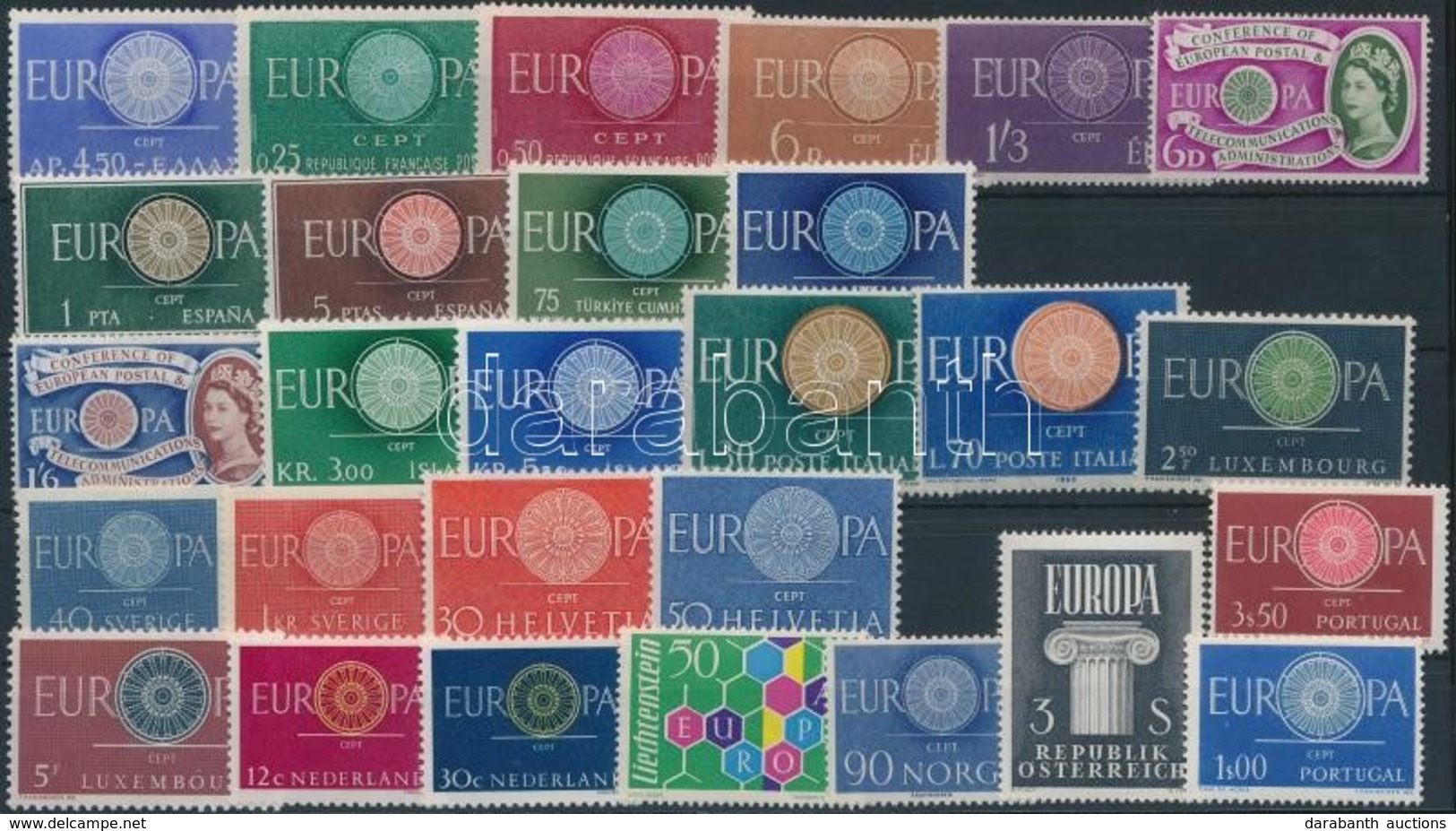 ** Europa CEPT Motívum 1960 12 Klf Sor + 3 önálló érték - Otros & Sin Clasificación