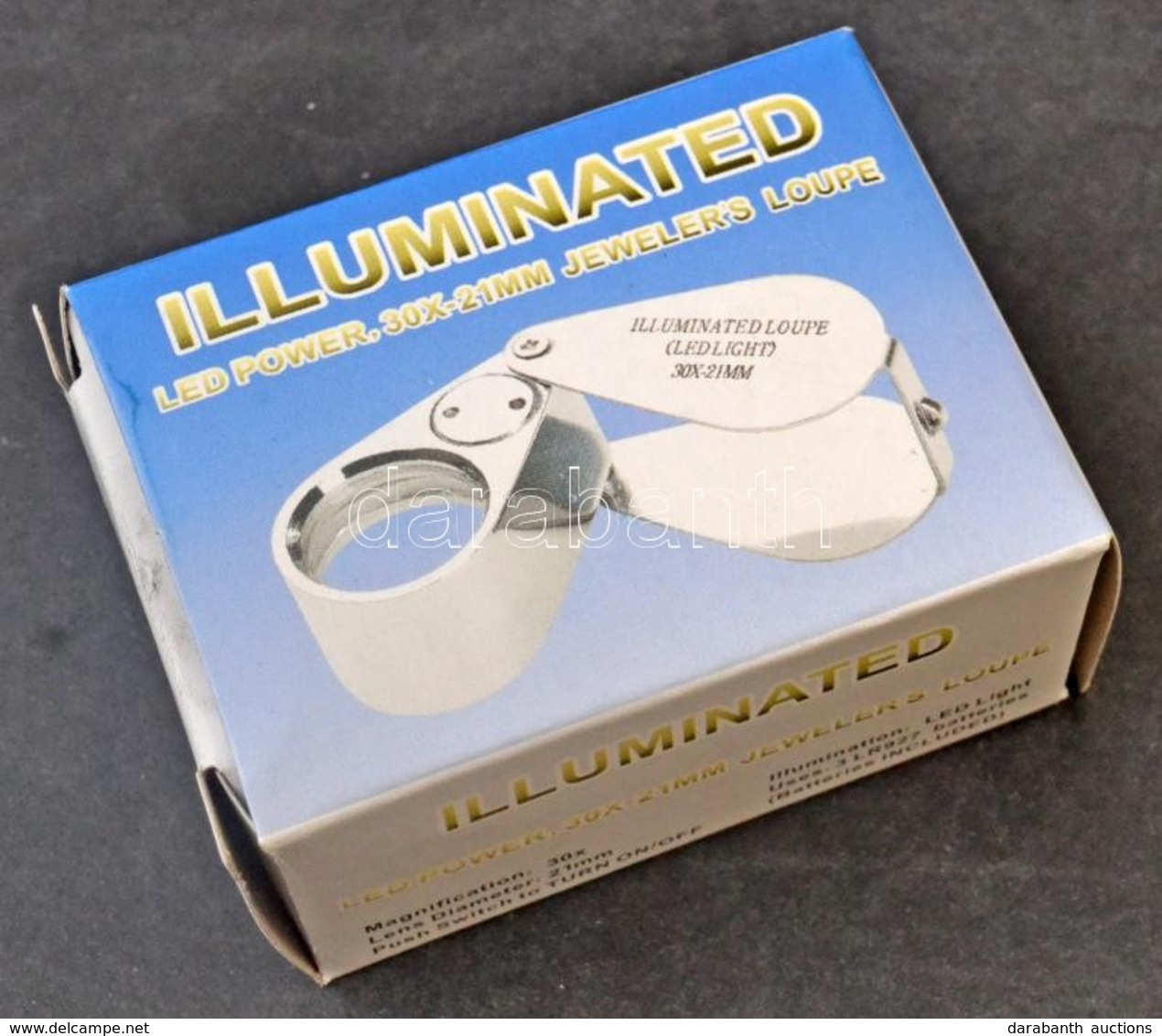 Illuminated / 30x-21mm LED Világítással Ellátott Fém Nagyító új állapotban, Eredeti Dobozában - Otros & Sin Clasificación