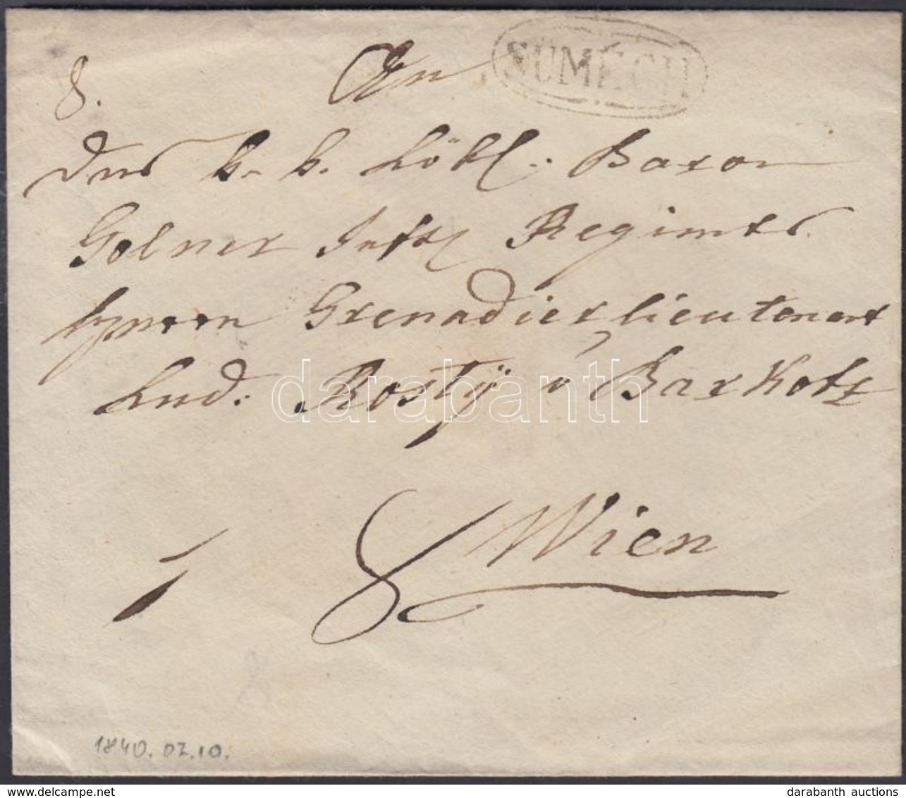 1840 Portós Levél / Cover With Postage Due 'SÜMEGH' - Wien - Altri & Non Classificati