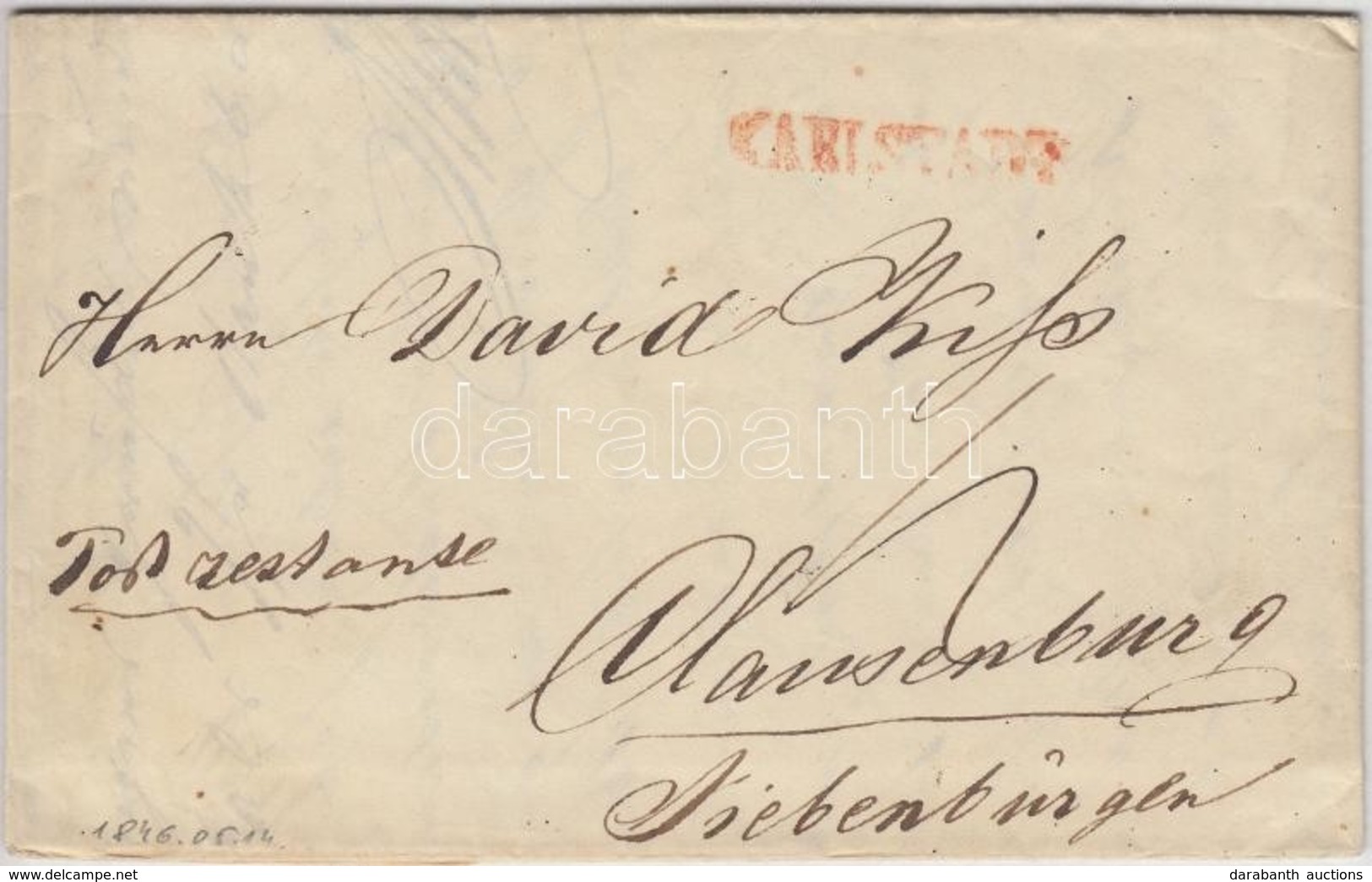 1846 Portós Levél / Unpaid Cover Piros / Red 'KARLSTADT' - Clausenburg - Sonstige & Ohne Zuordnung