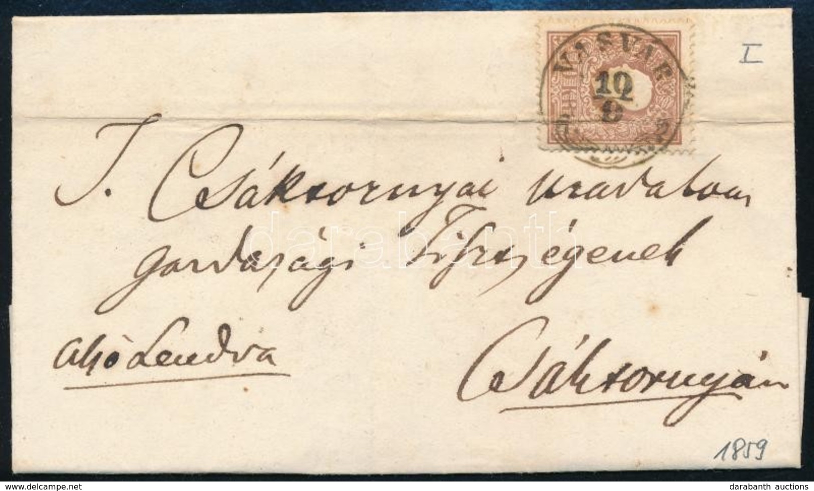 1859 10kr I. Levélen 'VASVÁR' - Csáktornya - Altri & Non Classificati