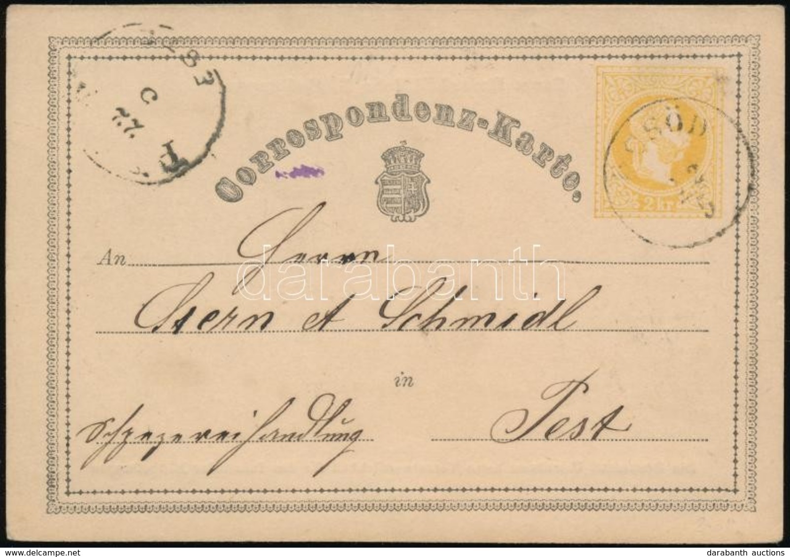 1871 Díjjegyes Levelezőlap / PS-card 'ÖCSÖD' - Pest - Otros & Sin Clasificación