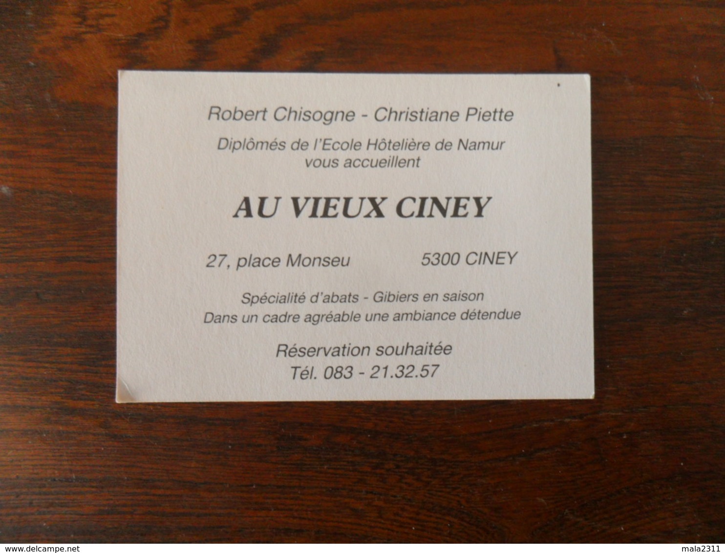 CV /    RESTAURANT   AU VIEUX CINEY   / CINEY - Visiting Cards