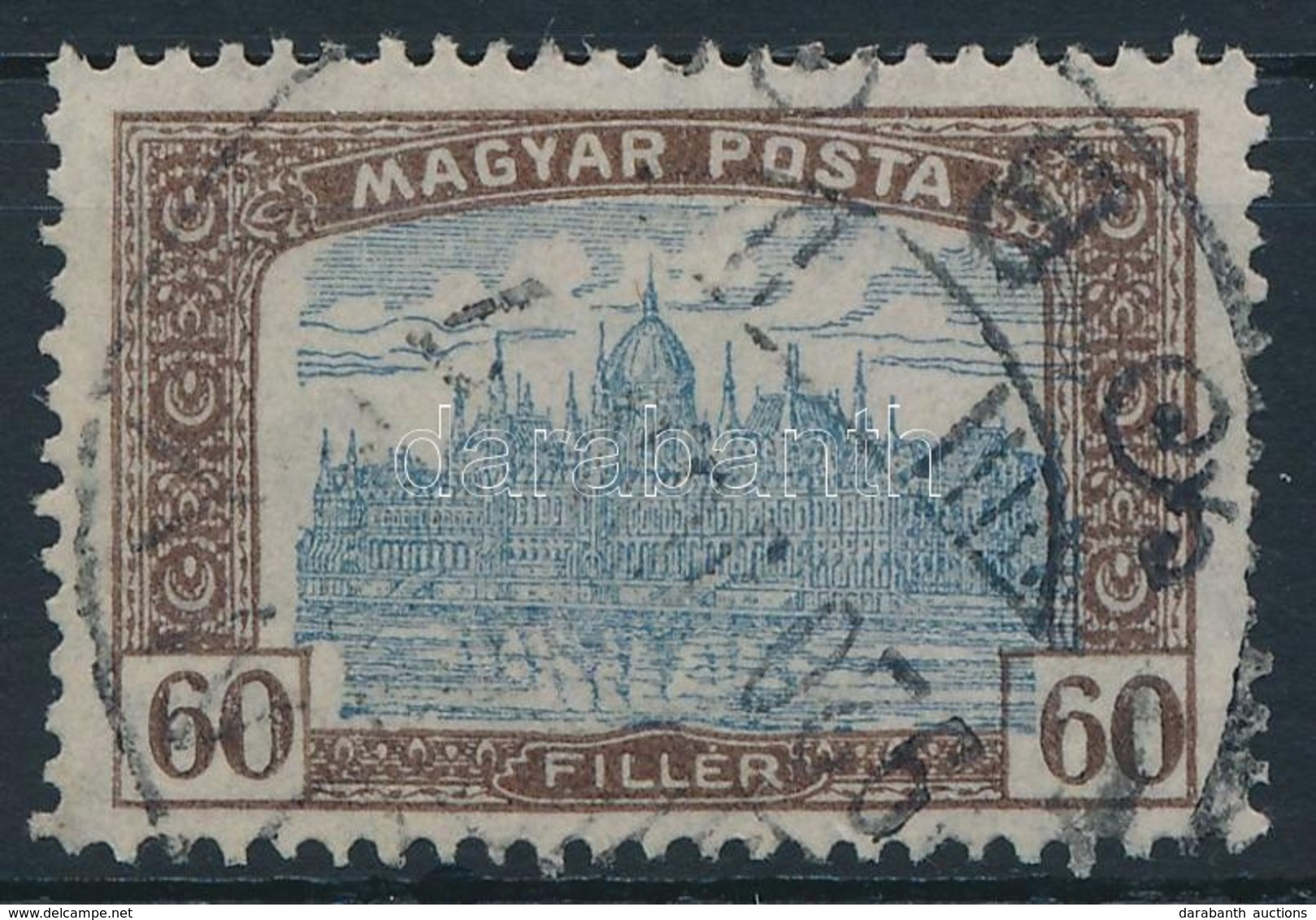 O 1919 Magyar Posta 6f, Eltolódott Középrésszel - Altri & Non Classificati