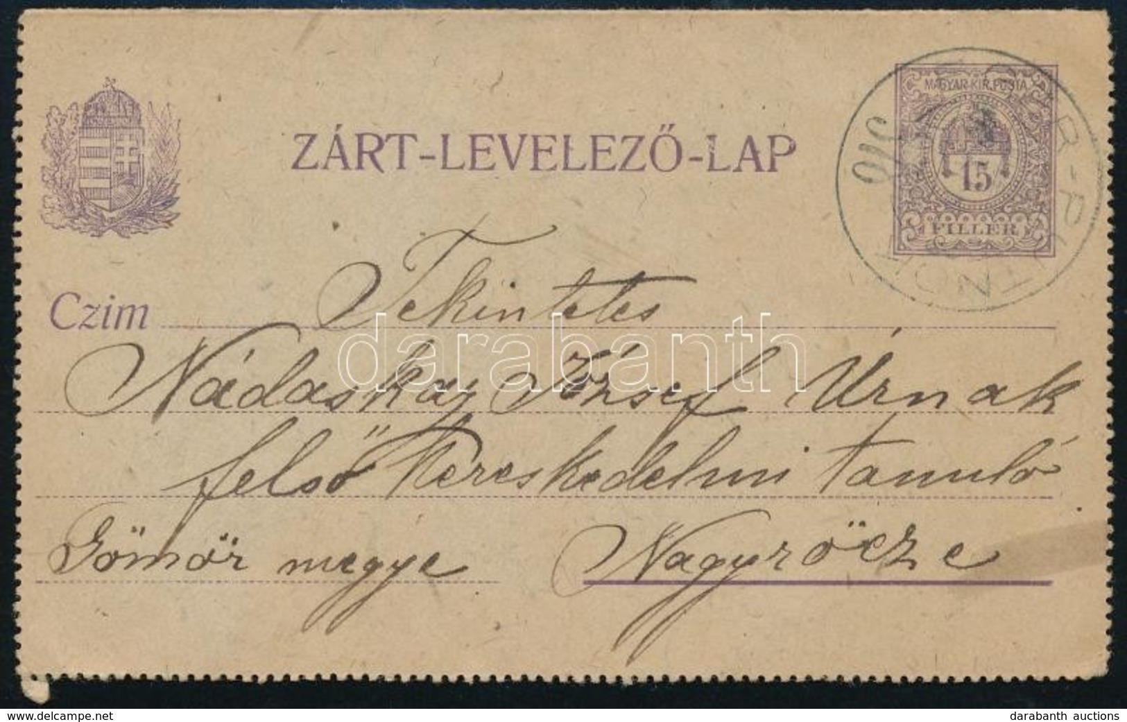 1918 Zárt Díjjegyes Levelezőlap 'EGER-PUTNOK 378' Mozgóposta Bélyegzéssel - Altri & Non Classificati