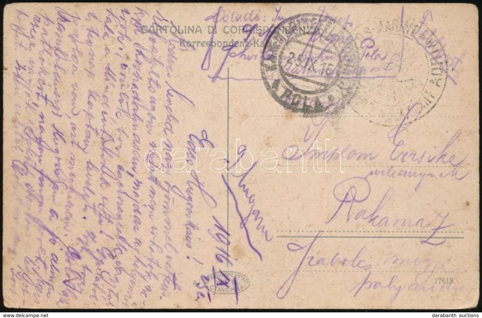 1915 Képeslap / Postcard 'K.u.K Kriegsmarine S.M.SCHIFF ADRIA' + 'MFP POLA' - Altri & Non Classificati