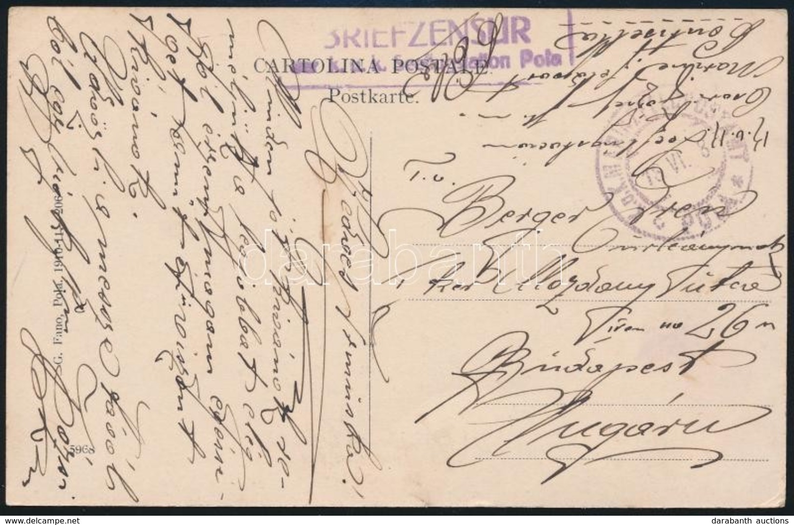 1918 Képeslap / Postcard 'BRIEFZENSUR Der  K.u.k. Seeflugstation Pola' + 'MFP POLA' - Other & Unclassified