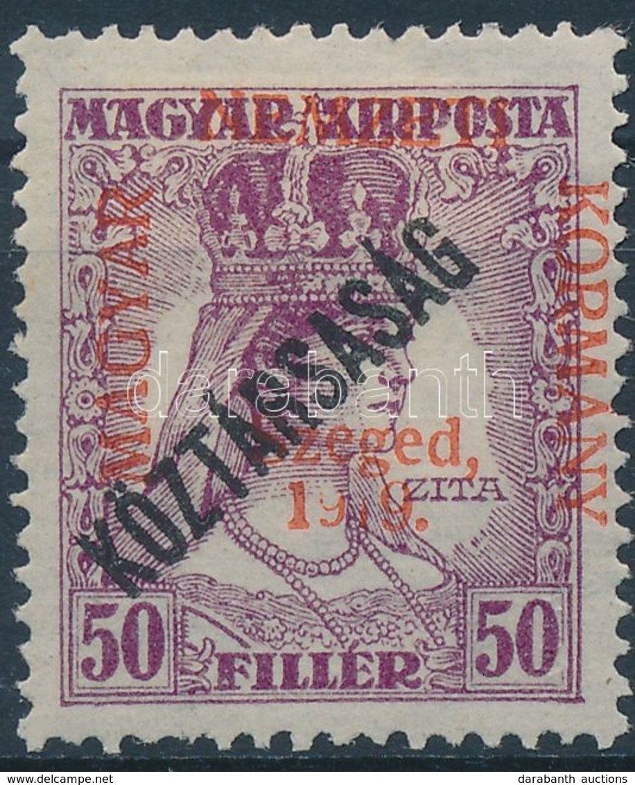* Szeged 1919 Zita/Köztársaság 50f, Bodor Vizsgáló Jellel - Sonstige & Ohne Zuordnung