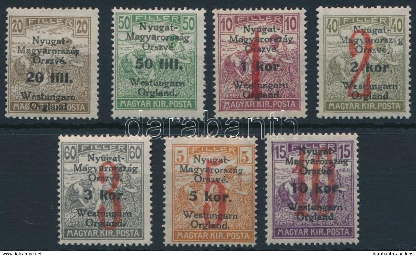 * Nyugat-Magyarország VI. 1921 Teljes Sor Bodor Vizsgálójellel (3.700) - Altri & Non Classificati