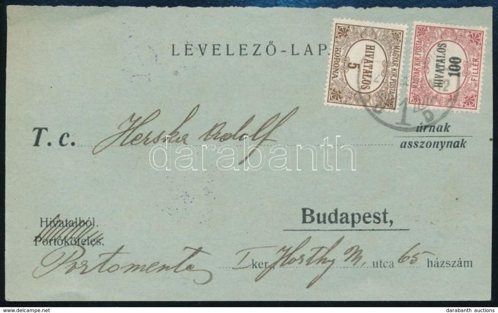 1923 Hivatalos 100f + 5K Levelezőlapon - Sonstige & Ohne Zuordnung