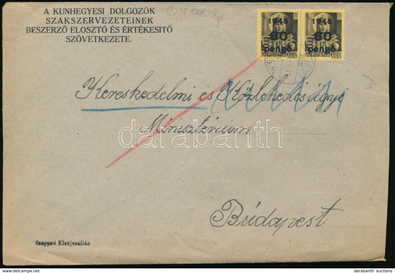 1946 (5. Díjszabás) Távolsági Levél Betűs 2 X 60P/18f Bérmentesítéssel - Sonstige & Ohne Zuordnung