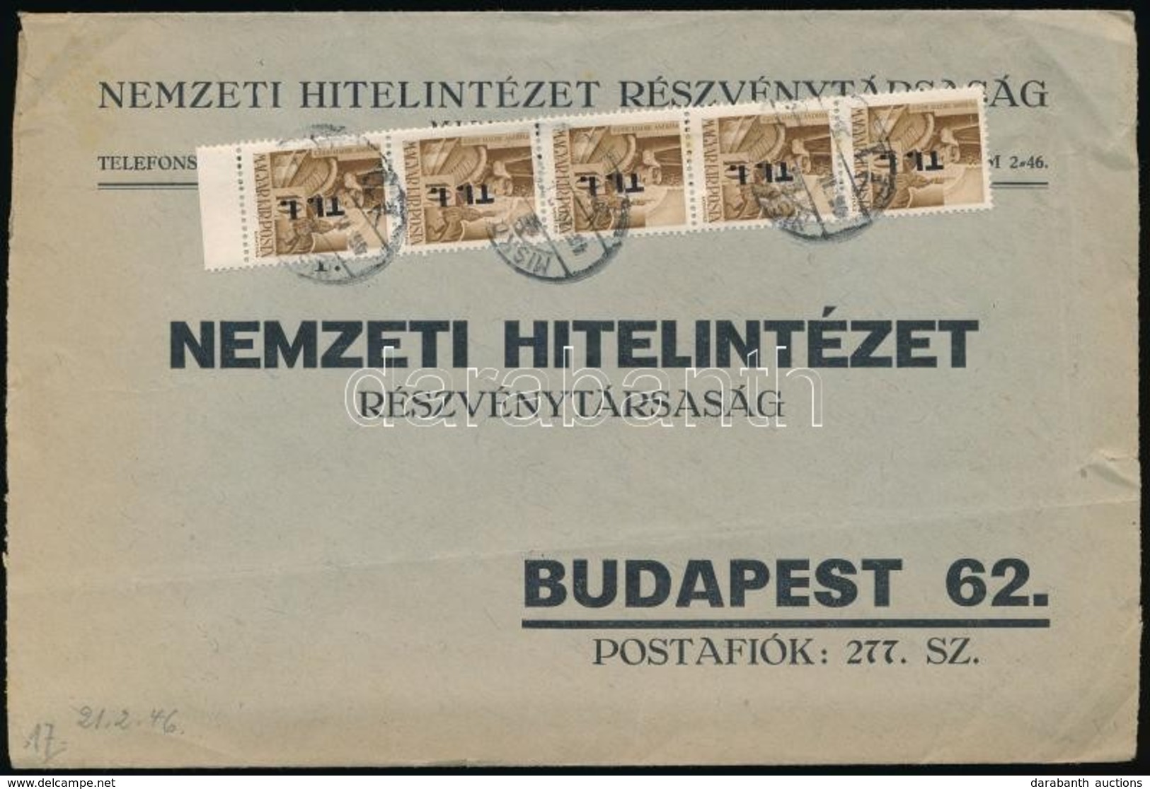 1946 (7. Díjszabás) Távolsági Levél Betűs 5 X TI.I./10f Bérmentesítéssel - Sonstige & Ohne Zuordnung