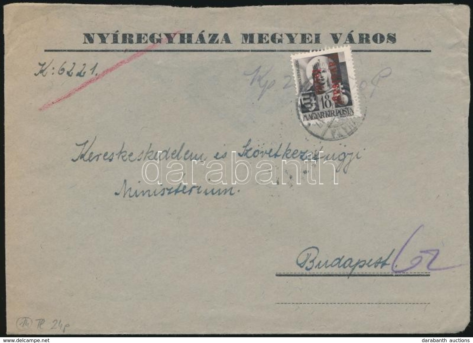 1946 (14. Díjszabás) Távolsági Levél Betűs Távolsági Levél/18f Bérmentesítéssel (hiányzik A Hajtóka) - Otros & Sin Clasificación