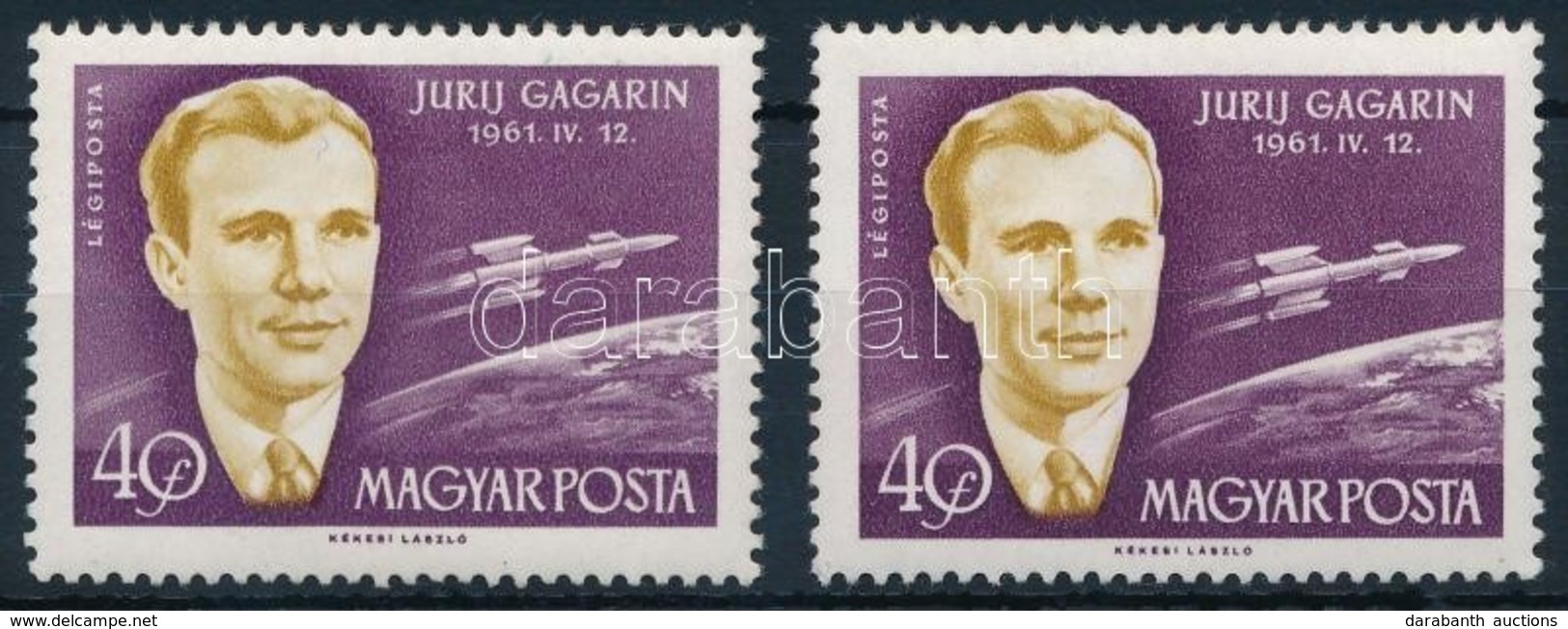 ** 1961 Világűr Meghódítói 40f Gagarin Egyik Halántéka Kiányzik - Sonstige & Ohne Zuordnung