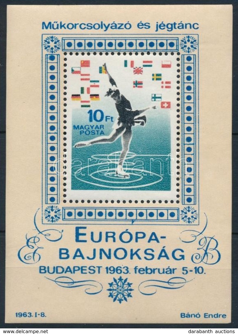 ** 1963 Műkorcsolya Blokk ,,nyílhegy' Lemezhiba (4.000) (betapadás/ Gum Disturbance) - Sonstige & Ohne Zuordnung