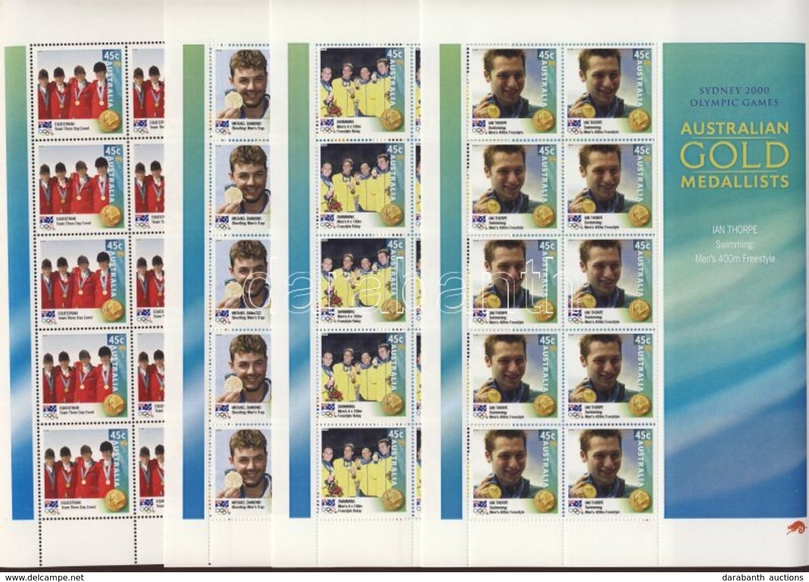 ** 2000 Sydney Olimpia Ausztrál Aranyérmesei Mi 1973I-1988I Digitális Nyomású Kisívsor - Otros & Sin Clasificación