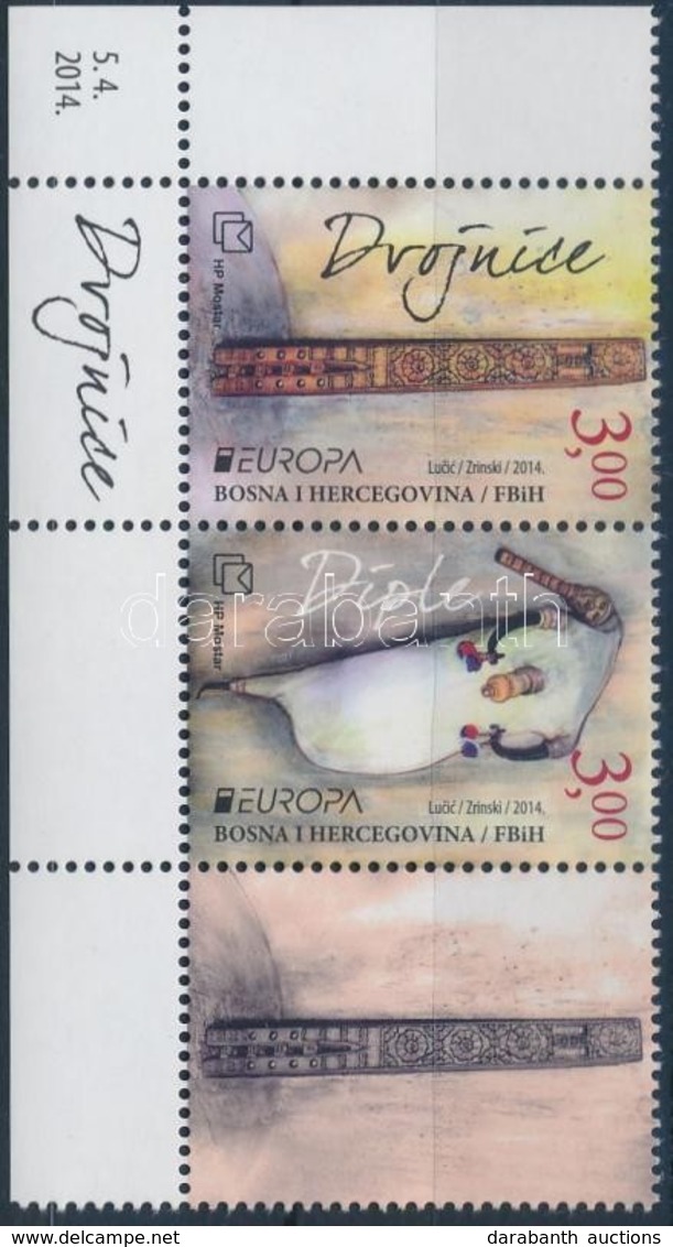 ** 2014 Europa CEPT, Hangszerek Sor ívsarki Szelvényes Párban Mi 385-386 - Otros & Sin Clasificación