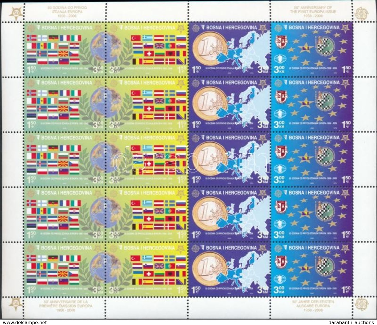 ** 2005 50 éves Az Europa CEPT Bélyeg Kisív Mi 419 A-422 A - Altri & Non Classificati