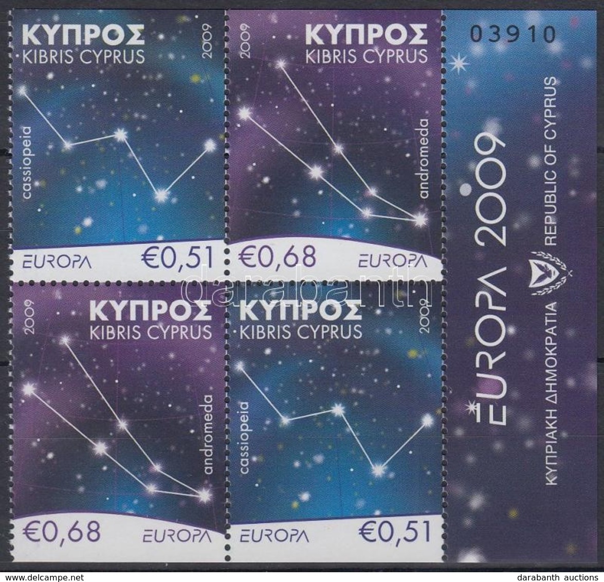 ** 2009 Europa CEPT: Csillagászat ívszéli Négyestömb Mi 1148-1149 Do + Du - Otros & Sin Clasificación