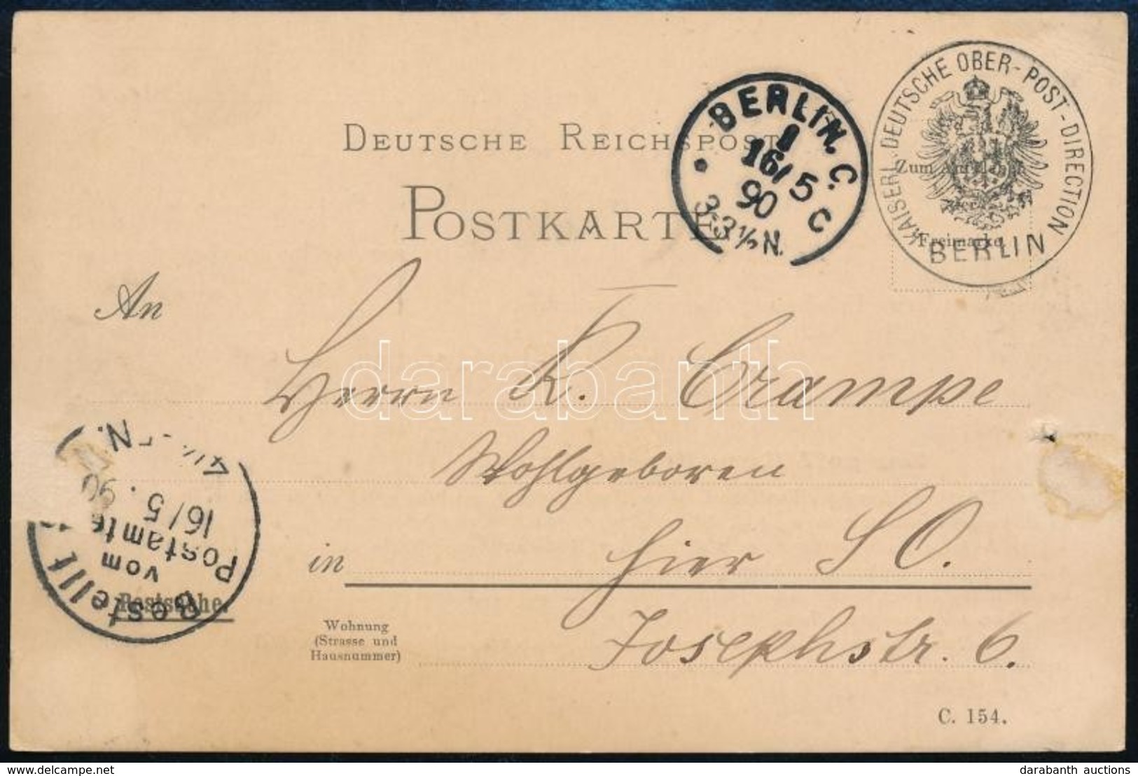 1890 A Császári Német Posta Főigazgatóság Hivatalos Levelezőlapja - Otros & Sin Clasificación