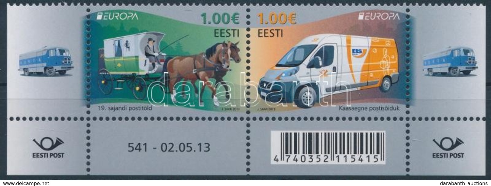 ** 2013 Europa CEPT Postai Járművek ívsarki Pár Mi 763-764 - Sonstige & Ohne Zuordnung