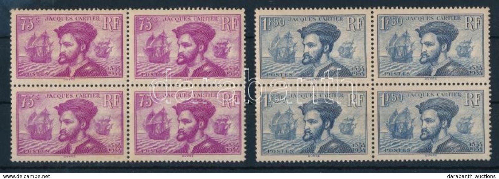 ** 1935 Jacques Cartier: Kanada Meghódítása Sor Négyestömbökben  Mi 292-293 - Otros & Sin Clasificación