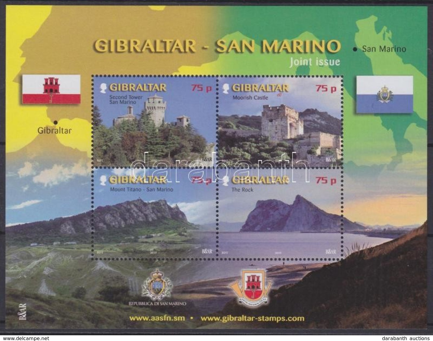 ** 2010 Gibraltár és San Marino Látnivalói Blokk Mi 93 - Sonstige & Ohne Zuordnung