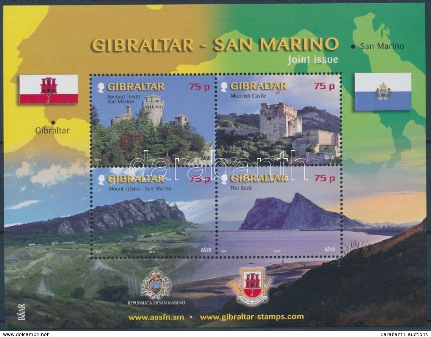 ** 2010 Gibraltár és San Marino Látnivalói Blokk Mi 93 - Altri & Non Classificati
