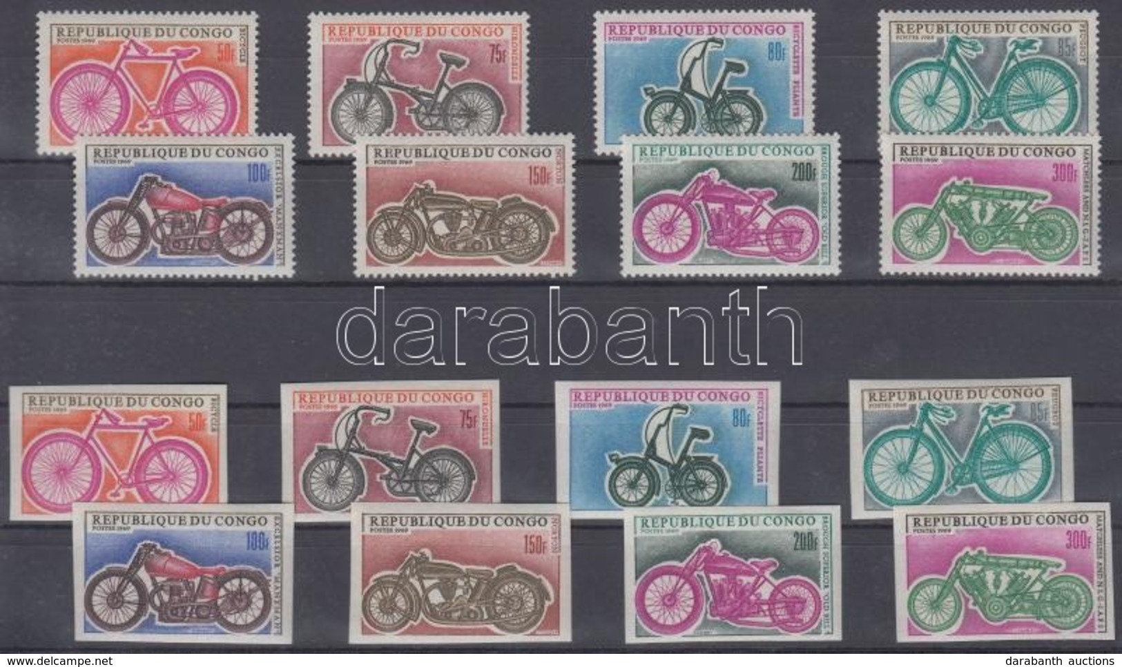 ** 1969 Régi Motorok és Kerékpárok Fogazott + Vágott Sor Mi 184-191 - Altri & Non Classificati