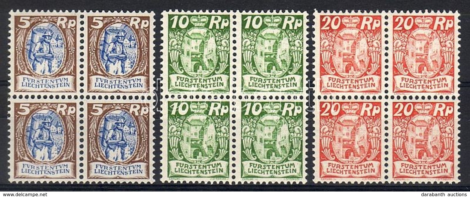 ** 1924 Forgalmi Mi 66, 68, 70 Négyes Tömbökben / Blocks Of 4 - Altri & Non Classificati