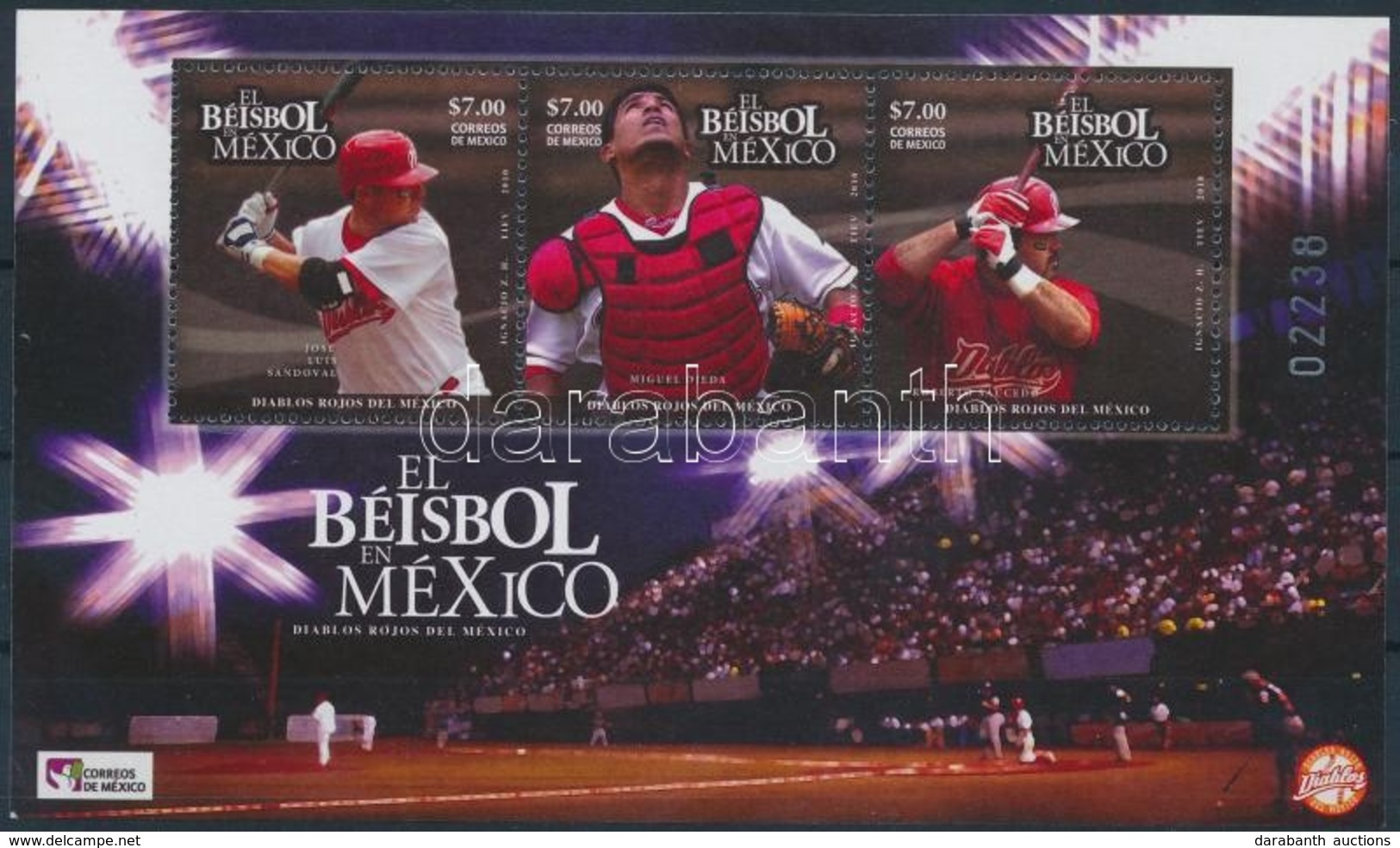 ** 2010 Baseball Mexikóban Blokk Mi 3559-3561 (betapadás, Törött Sarok) - Otros & Sin Clasificación
