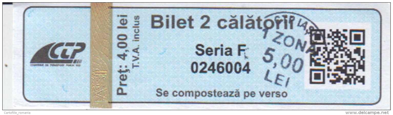 Romania Tramway Ticket 2 Trips Used - Europa