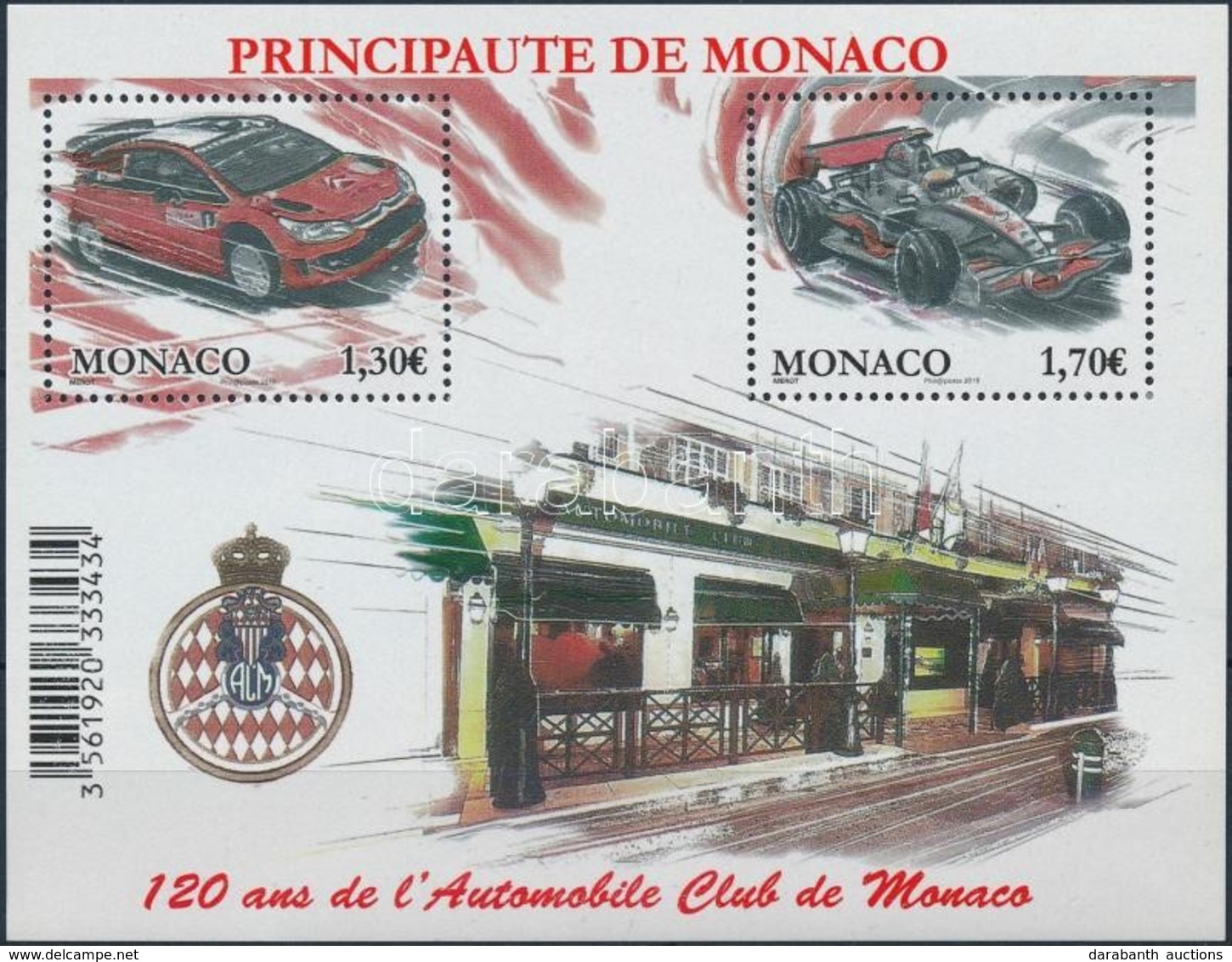 ** 2009 120 éves A Monacói Autó Klub Blokk Mi 95 - Sonstige & Ohne Zuordnung