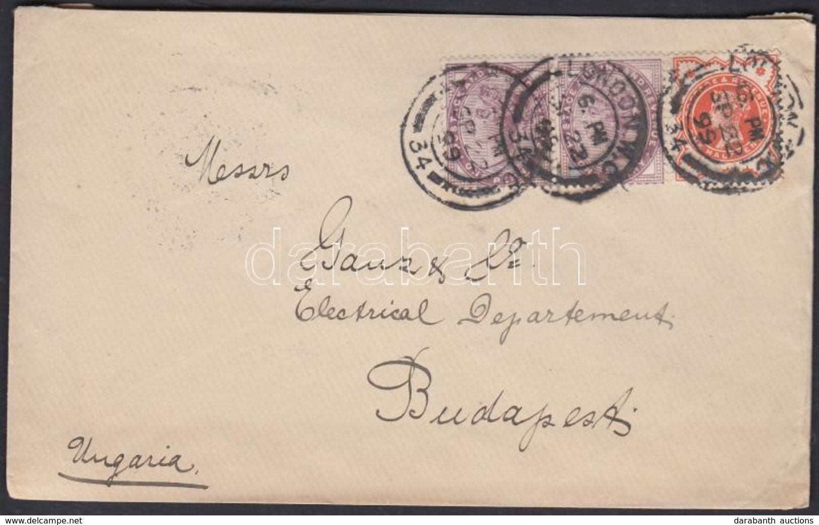 1899 1/2p + 2 X 1p Levélen Magyarországra / On Cover To Hungary - Otros & Sin Clasificación