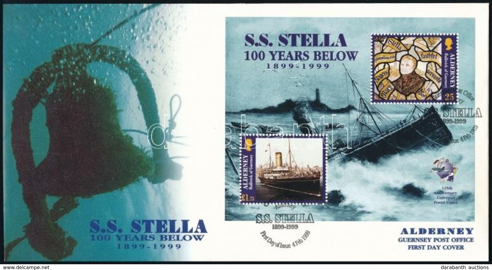 1995 &quot;Stella&quot; Gőzhajó, UPU Blokk FDC,
&quot;Stella&quot; Steamboat UPU Block FDC
Mi 5 - Altri & Non Classificati