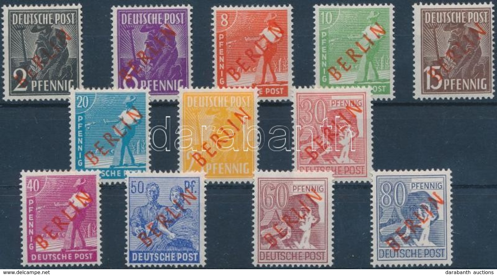 * 1949 Piros BERLIN Felülnyomásos Sor 2 Záróérték Nélkül Mi 21-32 - Otros & Sin Clasificación