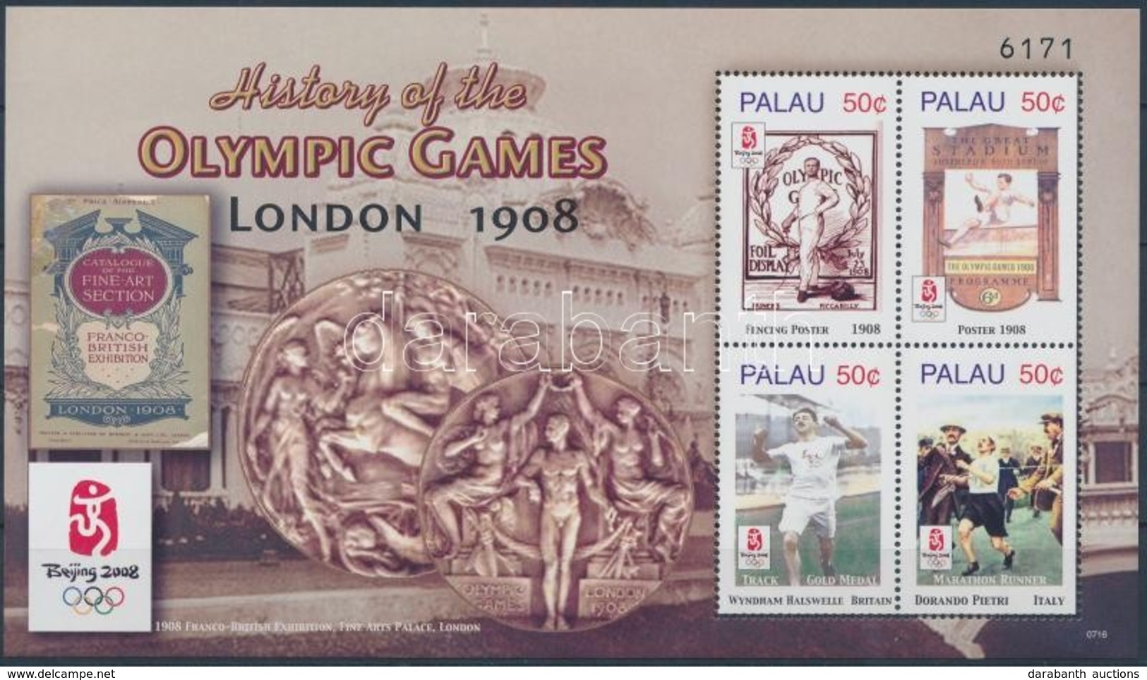 ** 2008 Olimpia Peking, Az Olimpiák Története London 1908 Kisív Mi 2757-2760 - Sonstige & Ohne Zuordnung