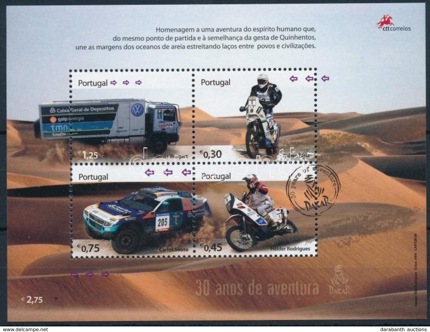 ** 2008 30 éves A Dakar Rally Blokk Mi 263 - Otros & Sin Clasificación