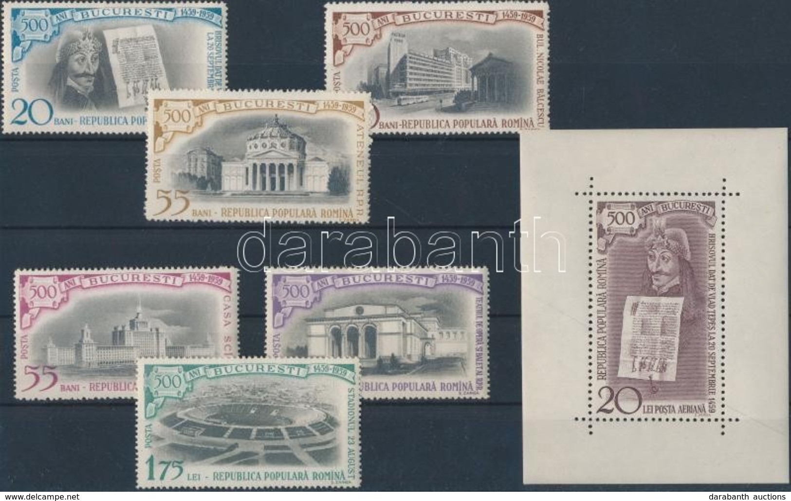 ** 1959 500 éves Bukarest Sor Mi 1795-1800 + Blokk 44 - Altri & Non Classificati