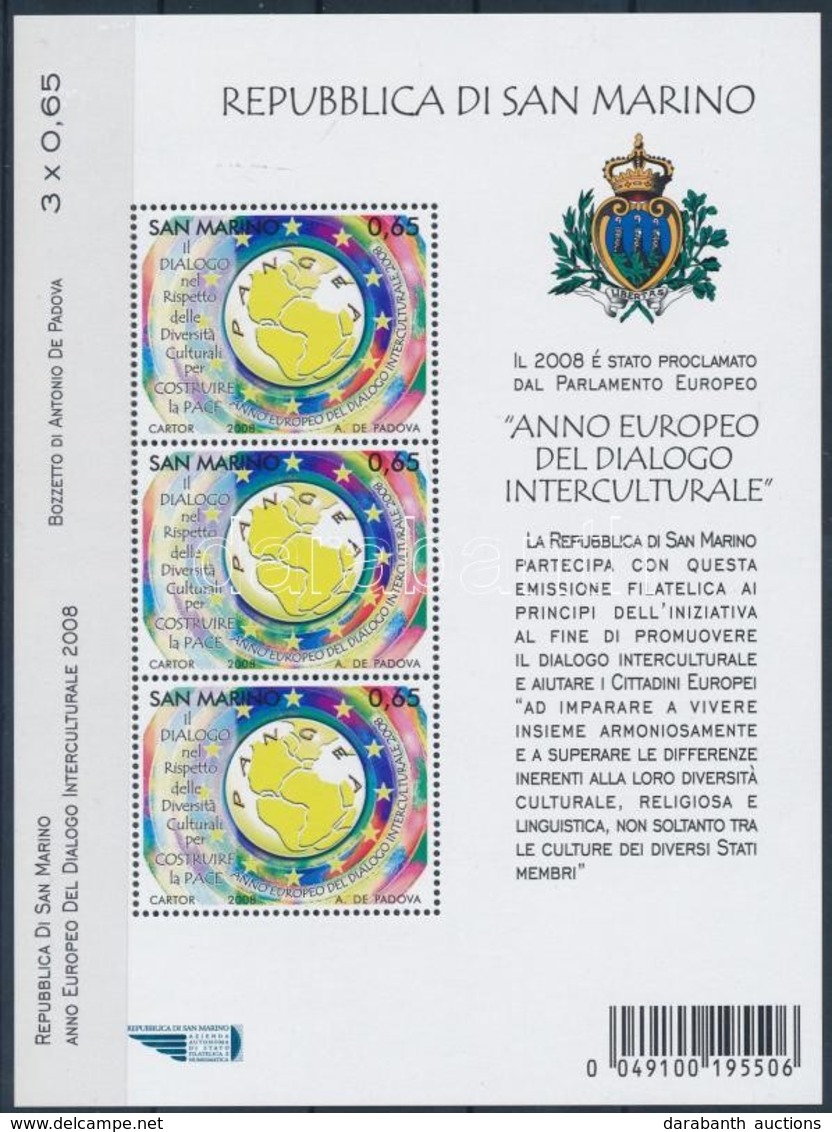 ** 2008 Az Interkulturális Párbeszéd Európai éve Blokk Mi 39 - Sonstige & Ohne Zuordnung