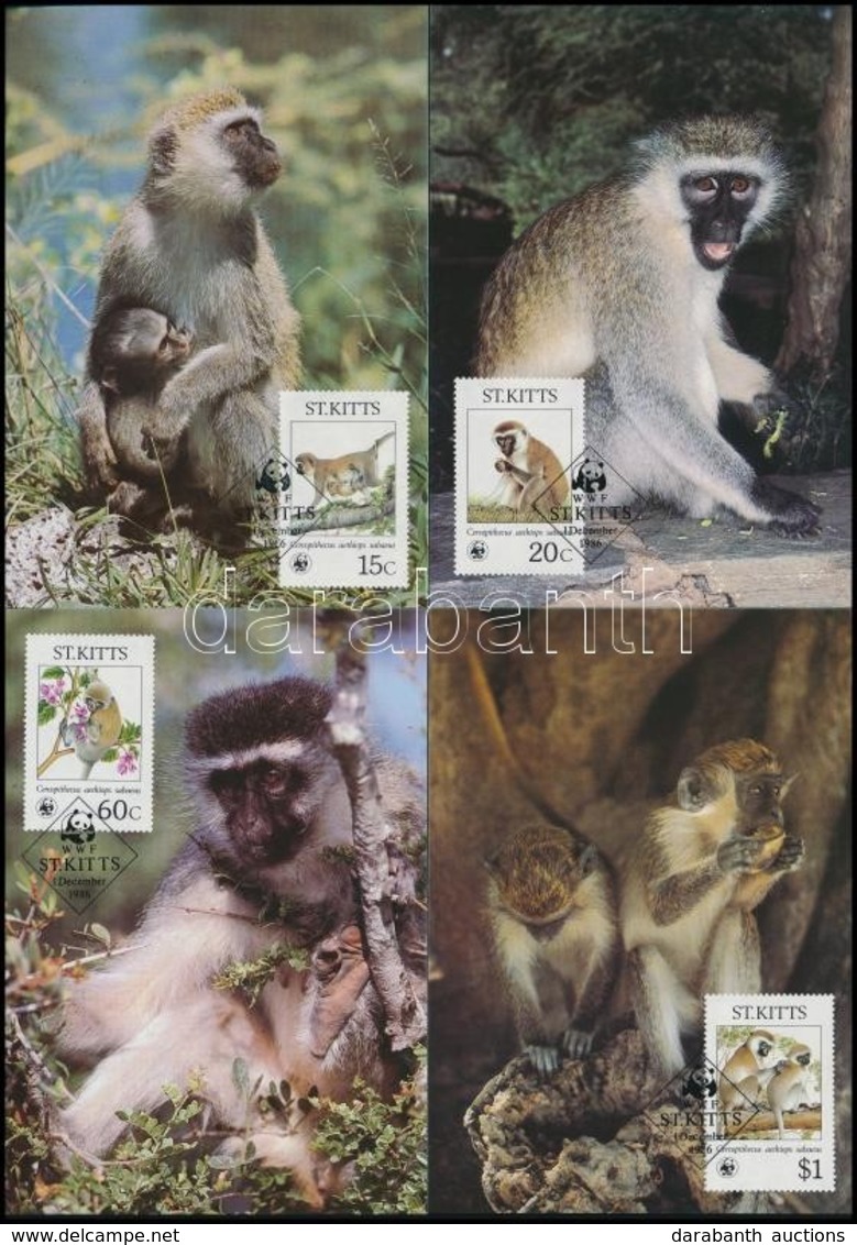 1986 WWF: Majom Sor 4 Db CM-en,
WWF: Monkey Set On 4 CM
Mi 184-187 - Otros & Sin Clasificación