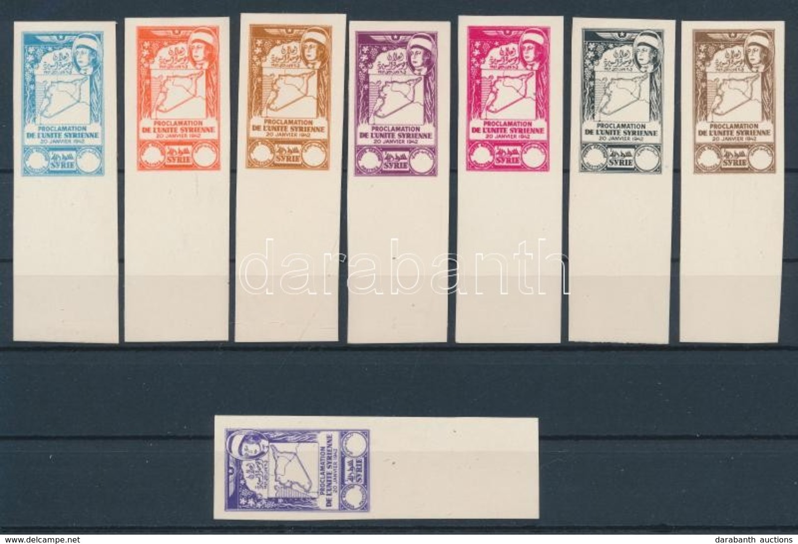 (*) 1943 Szír Egység Légiposta 8 Klf Színpróba / Mi 470-473 8 Different Colour Proofs - Altri & Non Classificati