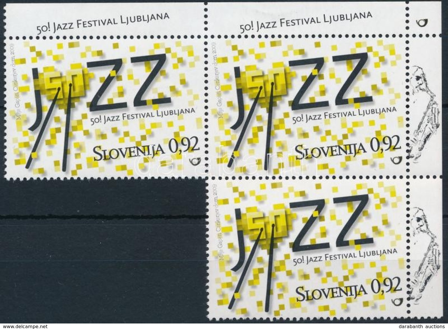 ** 2009 Jazz Fesztivál, Ljubjana ívsarki Hármas Tömbben Mi 734 - Sonstige & Ohne Zuordnung