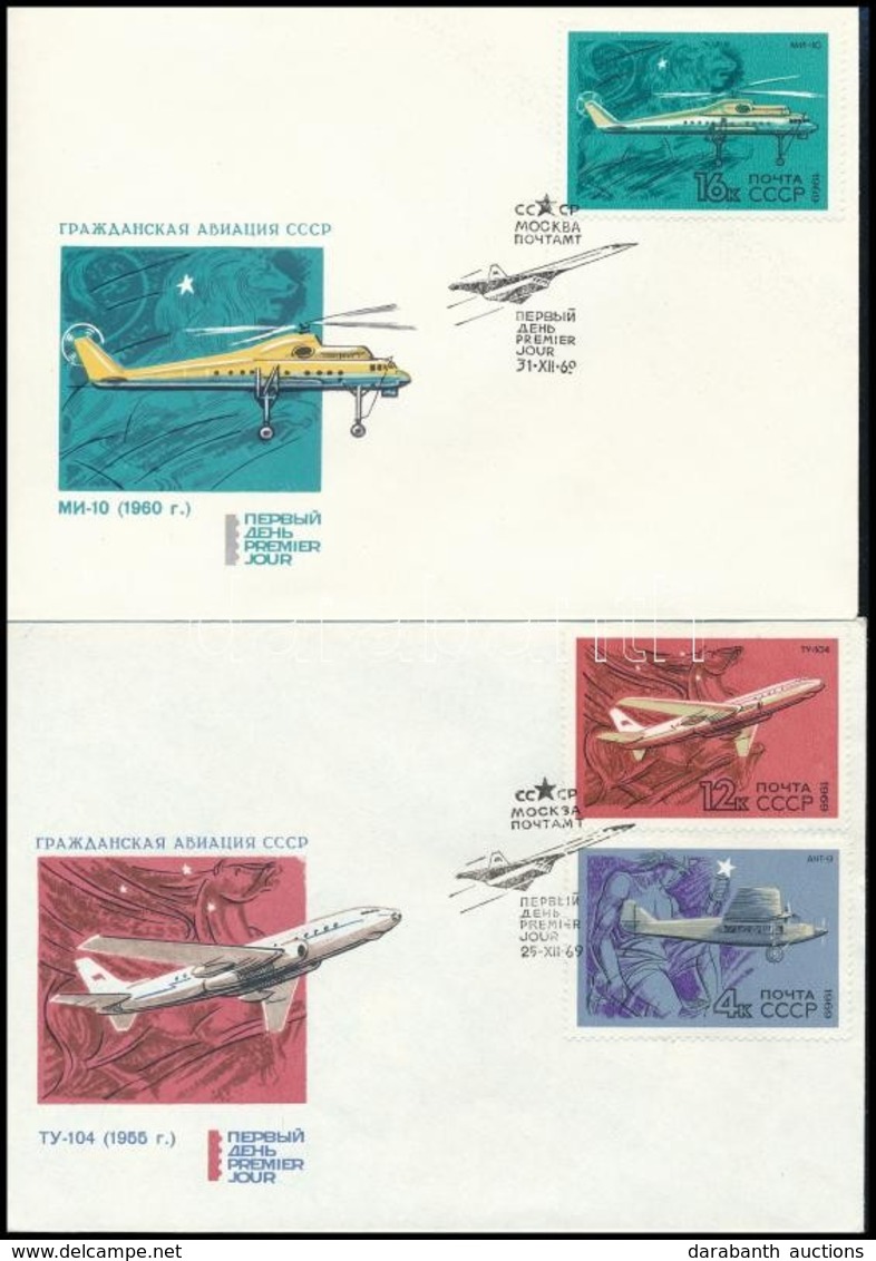 1969 A Szovjet Repülőépítés Fejlődése 5 FDC-n Mi 3700-3708 - Sonstige & Ohne Zuordnung