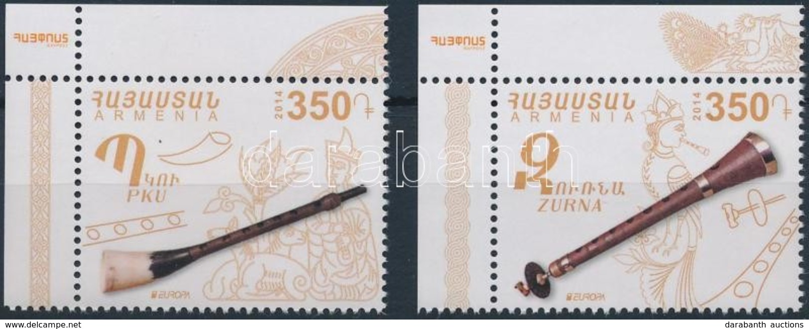 ** 2014 Europa CEPT, Hangszerek ívsarki Sor Mi 887-888 - Altri & Non Classificati