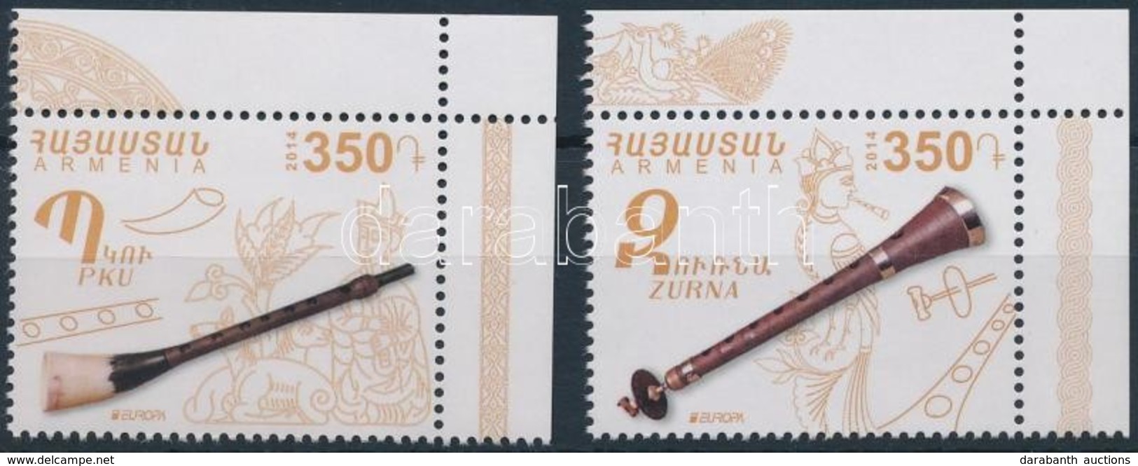 ** 2014 Europa CEPT, Hangszerek ívsarki Sor Mi 887-888 - Sonstige & Ohne Zuordnung