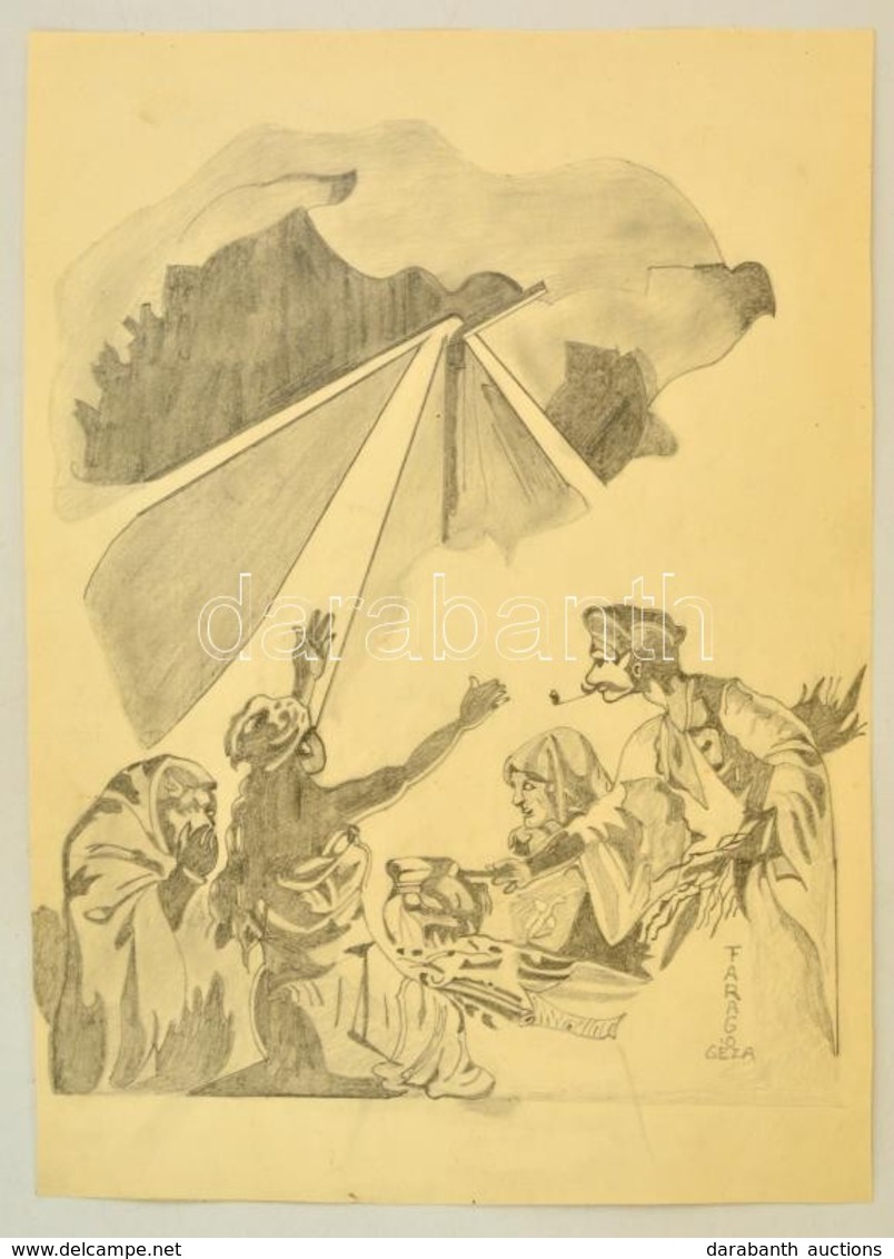 Faragó Jelzéssel: Jelenés. Ceruza, Papír, 38×27 Cm - Sonstige & Ohne Zuordnung